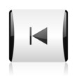 prev black and white square web glossy icon