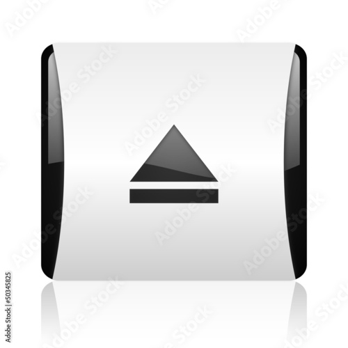 Illustration: eject black and white square web glossy icon eject black and white square web glossy icon