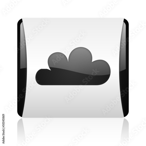 Illustration: weather forecast black and white square web glossy icon weather forecast black and white square web glossy icon