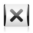 cancel black and white square web glossy icon