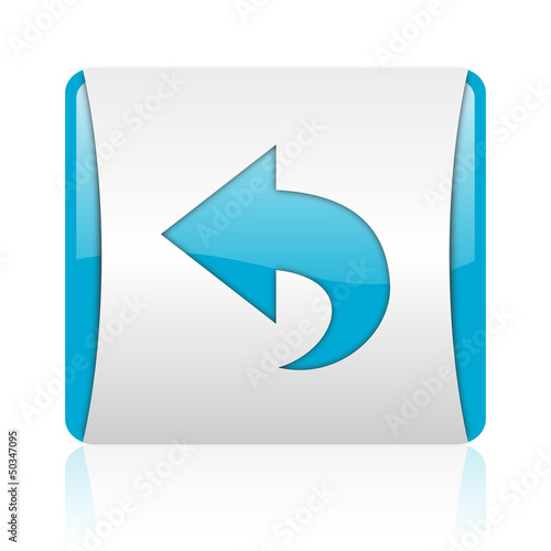 Illustration: back blue and white square web glossy icon back blue and white square web glossy icon