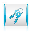 keys blue and white square web glossy icon