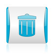 recycle blue and white square web glossy icon
