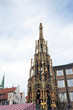 Christmas market with Schöner Brunnen fountain, Nuremberg