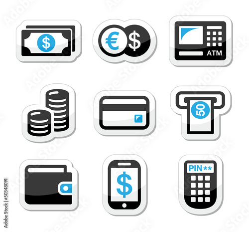 Vector: Money, atm - cash mashine vector icons set Money, atm - cash mashine vector icons set