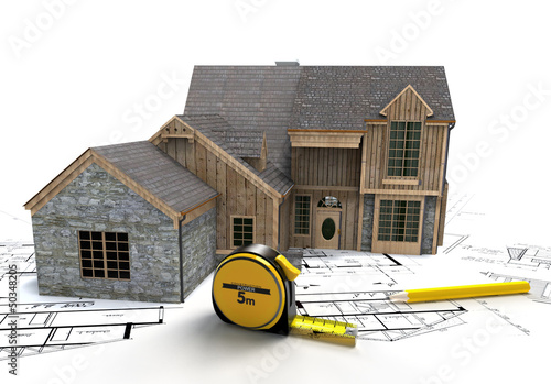 Illustration: Rustic house construction Rustic house construction