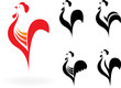 stylized cocks on the white background