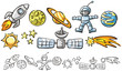 doodles - space elements, vector illustrations