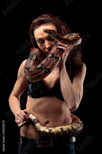 Photo: Exotic Woman with a Boa Exotic Woman with a Boa
