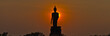 Silhouette of buddha statue panorama