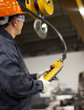 Worker and crane hook