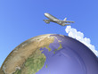 We are traveling abroad on a jet.