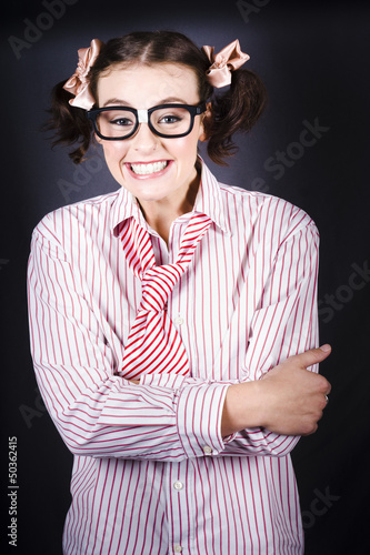 Photo: Funny Female Business Nerd With Big Geeky Smile Funny Female Business Nerd With Big Geeky Smile