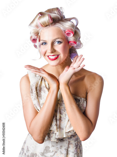 Photo: Woman with rollers in hair Woman with rollers in hair