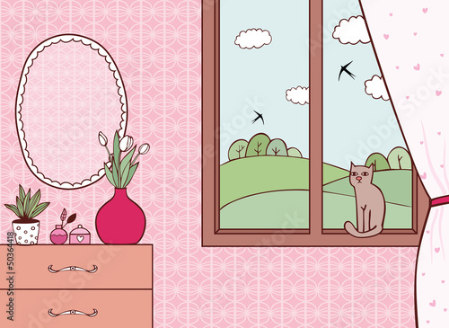 Vector: interior with window interior with window