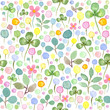 Seamless watercolor pattern with spring flowers and leafs