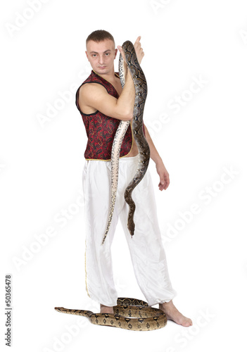 Photo: Young Caucasian Man with snakes Young Caucasian Man with snakes