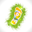 Footprint From Flowers In Gree...