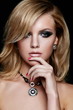 sexy blond model with bright makeup with perfect skin