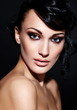 sexy model with bright makeup,with red lips and clean skin