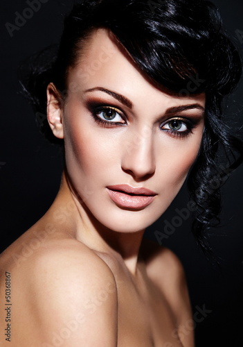Photo: sexy model with bright makeup,with red lips and clean skin sexy model with bright makeup,with red lips and clean skin