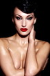 sexy young nude model with bright makeup with perfect body