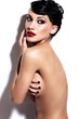 sexy young nude model with bright makeup with perfect body