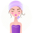 Beautiful relaxing Spa Woman isolated on white ( purple )