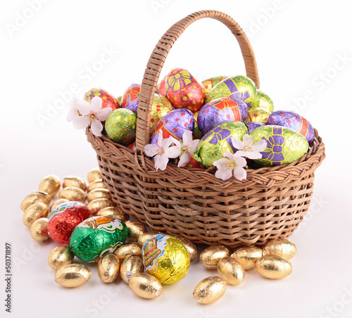 Photo: wicker basket with easter egg wicker basket with easter egg