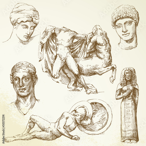 Vector: hand drawn collection - ancient greece hand drawn collection - ancient greece