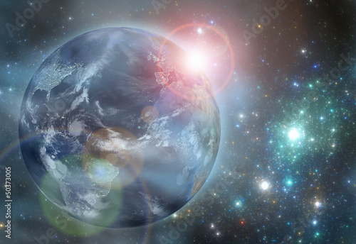 Earth in the space. Elements of this image furnished by NASA