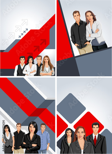 Vector: Red and gray template for brochure with business people Red and gray template for brochure with business people