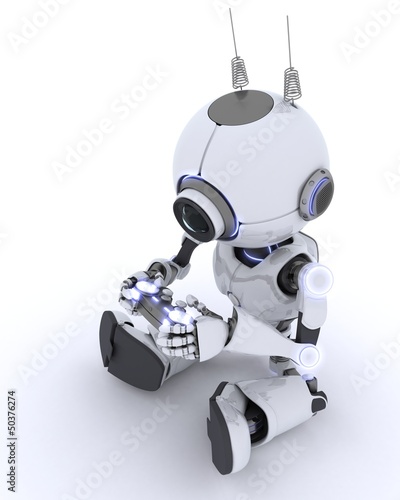 Illustration: Robot Playing Computer Games Robot Playing Computer Games