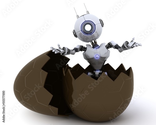 Illustration: Robot in an Easter Egg Robot in an Easter Egg