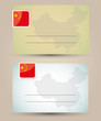 business card with flag and map of China