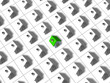 One green roofed 3d house surrounded by many