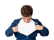 Junge / Kind zieht Jacke auseinander, Promotion, Angebot
