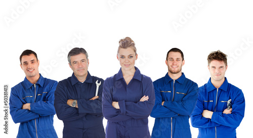 Photo: Mechanics in boiler suits portrait Mechanics in boiler suits portrait