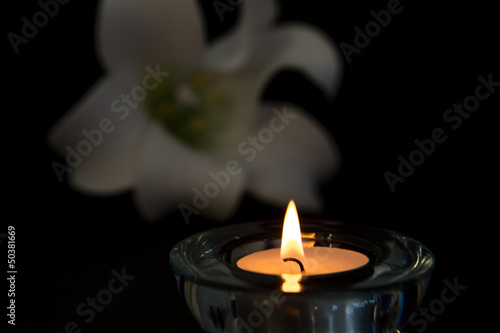 Photo: Tea light candle lighting in glass holder Tea light candle lighting in glass holder