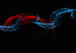 Red and blue digital swirl design