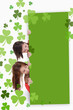 Girls holding blank green placard