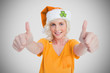 Girl in orange t-shirt giving thumbs up