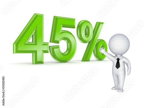 Illustration: 45% and 3d small person 45% and 3d small person
