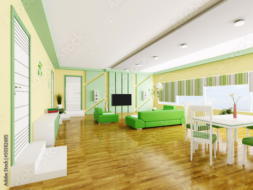Illustration: Interior of modern apartment 3d Interior of modern apartment 3d