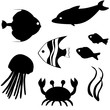 Fish silhouettes vector set 3