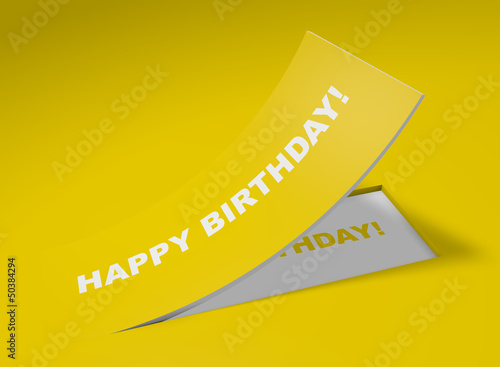 Illustration: 3D Etikett Gelb - Happy Birthday! 3D Etikett Gelb - Happy Birthday!