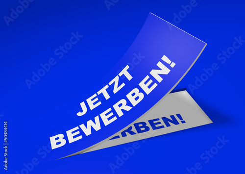 Illustration: 3D Etikett Blau - Jetzt bewerben! 3D Etikett Blau - Jetzt bewerben!