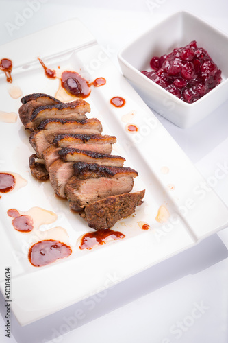 Photo: Roasted duck breast cranberry sauce Roasted duck breast cranberry sauce
