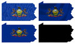 US Pennsylvania state flag over map collage