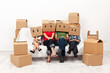 Happy family in their new home concept